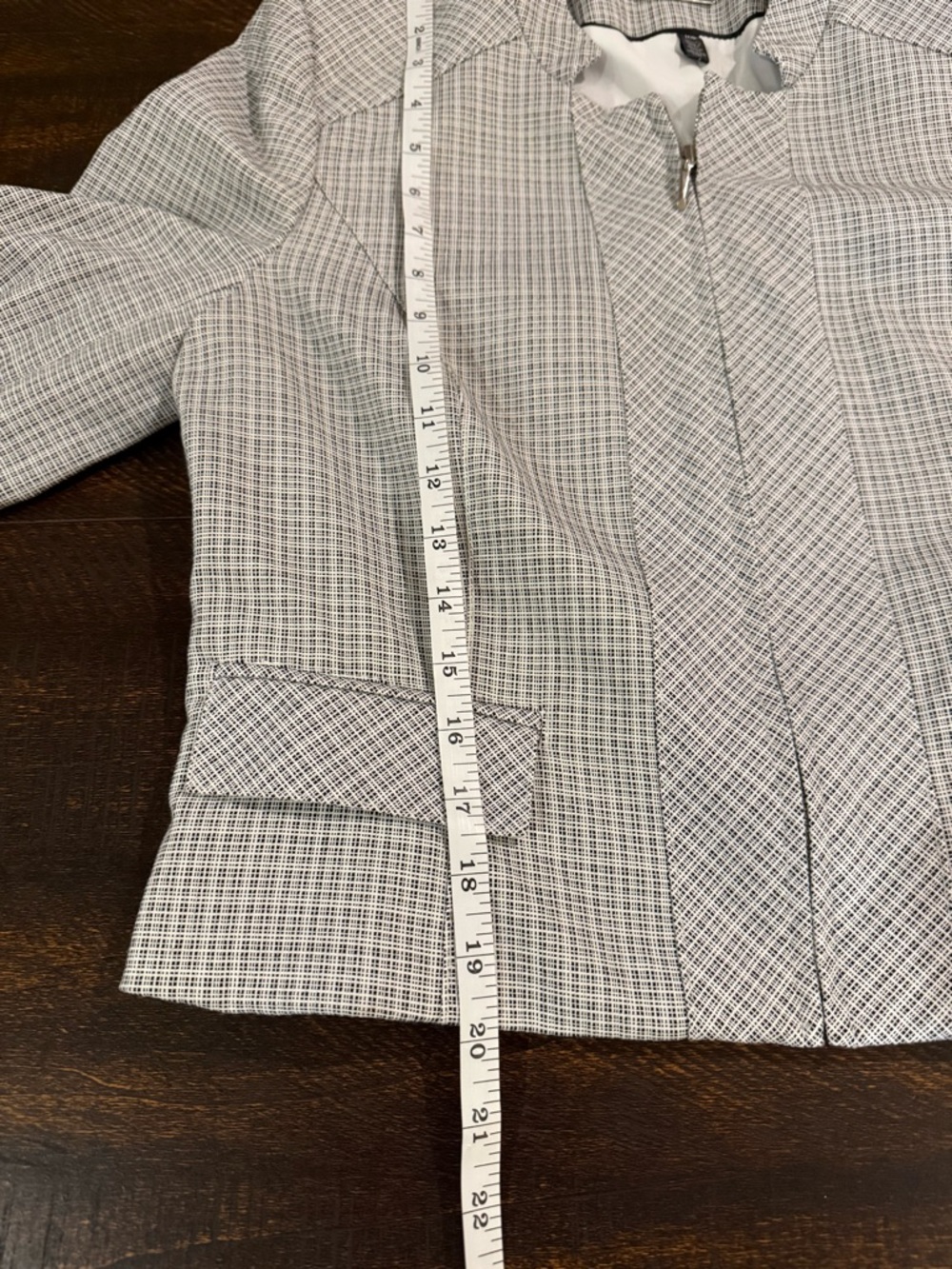 White House Black Market Plaid Moto Blazer Jacket Petite 10P - Picture 9 of 12